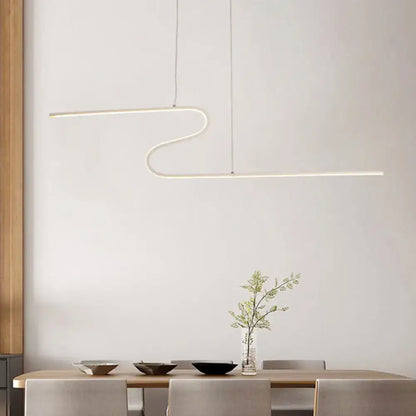Decorbites z-shaped linear island light metallic pendant in black with warm white led for kitchen and dining room