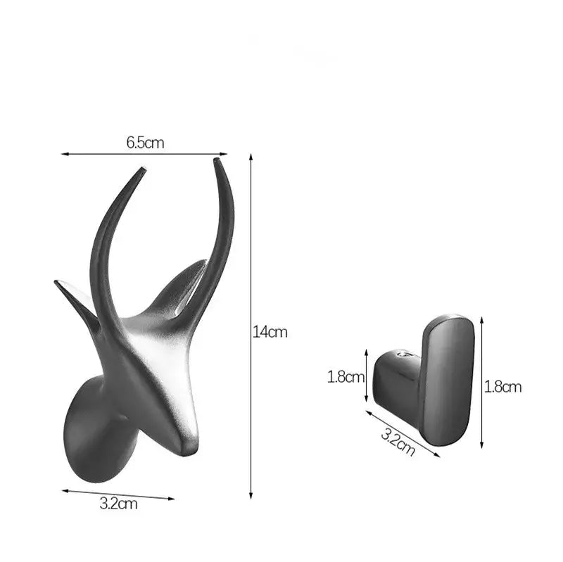Black and silver metallic deer head gun grey robe hooks with sleek modern design for bathroom towel rack decorbites gun grey