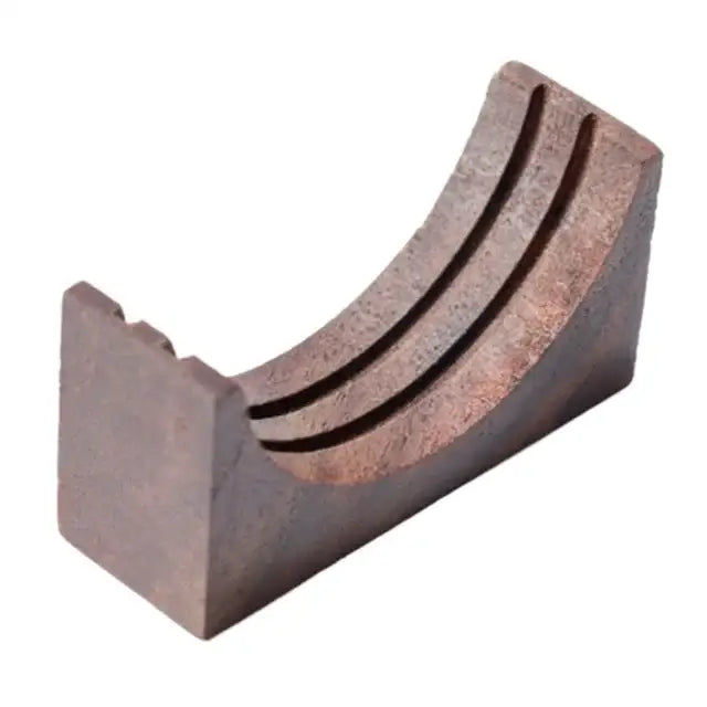 Brown metallic u-shaped bracket with three grooves for decorbites espresso puck screen in denim blue and black coaster holder