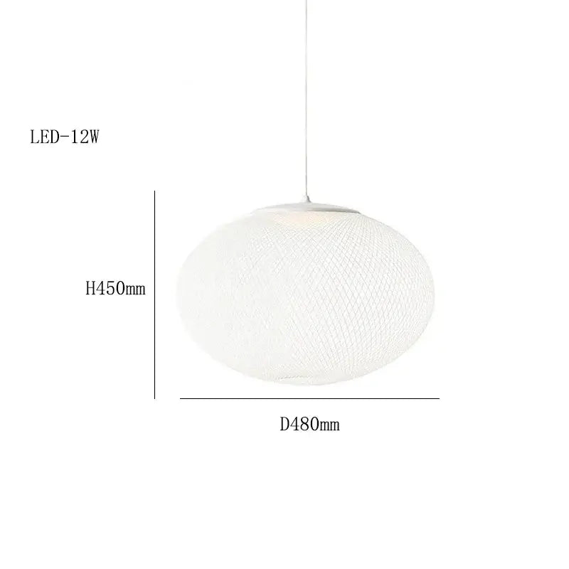 White spherical led decorbites designer pendant lamp with black woven mesh for dining room chandelier decor