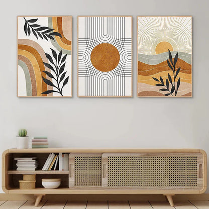 Desert Plants Geometric Sun Poster Set