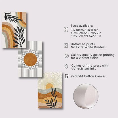 Desert Plants Geometric Sun Poster Set