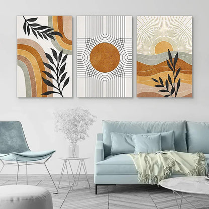 Desert Plants Geometric Sun Poster Set