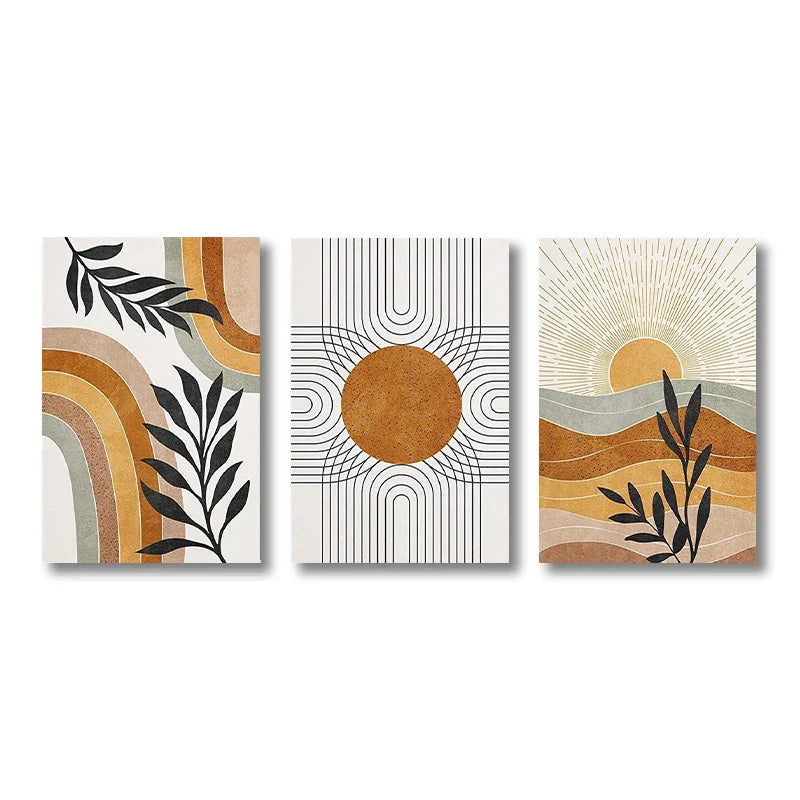 Desert Plants Geometric Sun Poster Set - CJ50037-3PCS / 50x70cm no frame