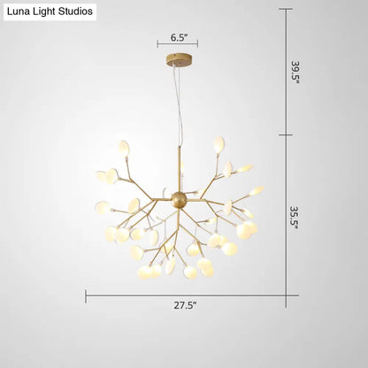 Designer Acrylic Leaf Chandelier Pendant with Gold Finish for Bedroom Ceiling