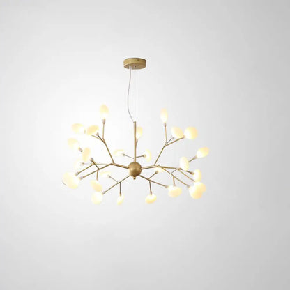 Designer Acrylic Leaf Chandelier Pendant with Gold Finish for Bedroom Ceiling