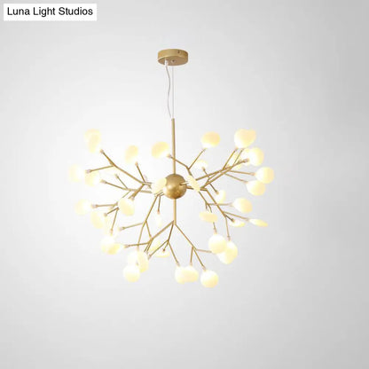 Designer Acrylic Leaf Chandelier Pendant with Gold Finish for Bedroom Ceiling