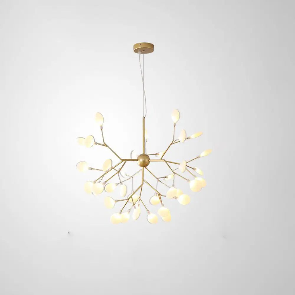 Designer Acrylic Leaf Chandelier Pendant with Gold Finish for Bedroom Ceiling