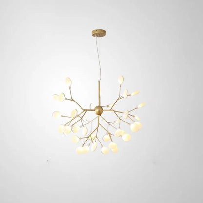 Designer Acrylic Leaf Chandelier Pendant with Gold Finish for Bedroom Ceiling