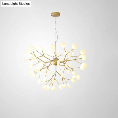 Designer Acrylic Leaf Chandelier Pendant with Gold Finish for Bedroom Ceiling