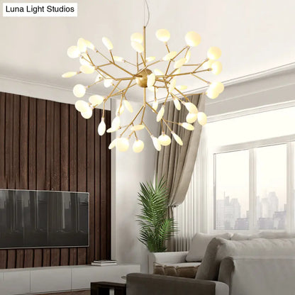 Designer Acrylic Leaf Chandelier Pendant with Gold Finish for Bedroom Ceiling