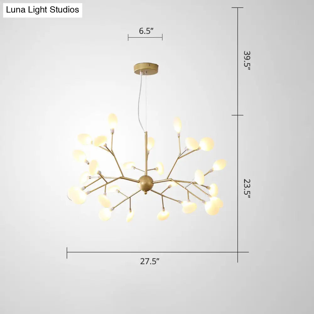 Designer Acrylic Leaf Chandelier Pendant with Gold Finish for Bedroom Ceiling