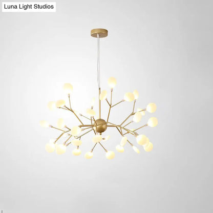 Designer Acrylic Leaf Chandelier Pendant with Gold Finish for Bedroom Ceiling