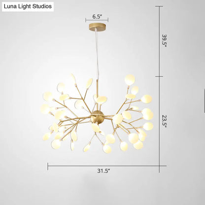 Designer Acrylic Leaf Chandelier Pendant with Gold Finish for Bedroom Ceiling