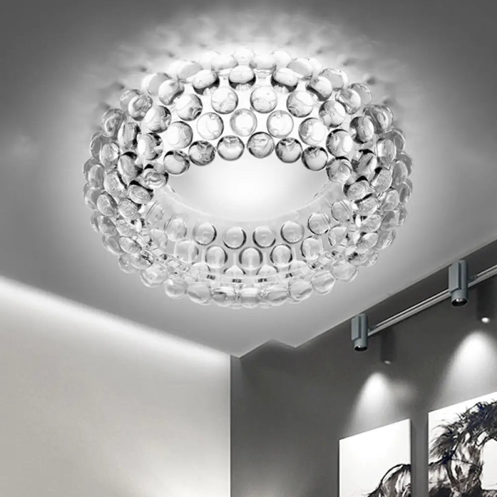 DecorBites™ Designer Clear Glass LED Bedroom Flush Ceiling Light Fixture - 14"/19.5"/25.5" Wide Bubble Flush Lighting