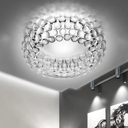 DecorBites™ Designer Clear Glass LED Bedroom Flush Ceiling Light Fixture - 14"/19.5"/25.5" Wide Bubble Flush Lighting