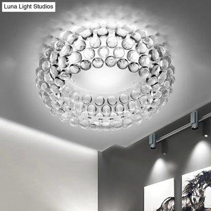 DecorBites™ Designer Clear Glass LED Bedroom Flush Ceiling Light Fixture - 14"/19.5"/25.5" Wide Bubble Flush Lighting