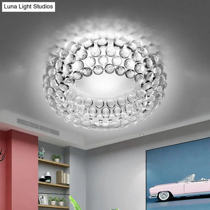 DecorBites™ Designer Clear Glass LED Bedroom Flush Ceiling Light Fixture - 14"/19.5"/25.5" Wide Bubble Flush Lighting