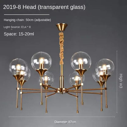 Designer Metal Chandelier for Modern Living - 8 heads Clear light / Black lamp body / 3-color light - Chandelier