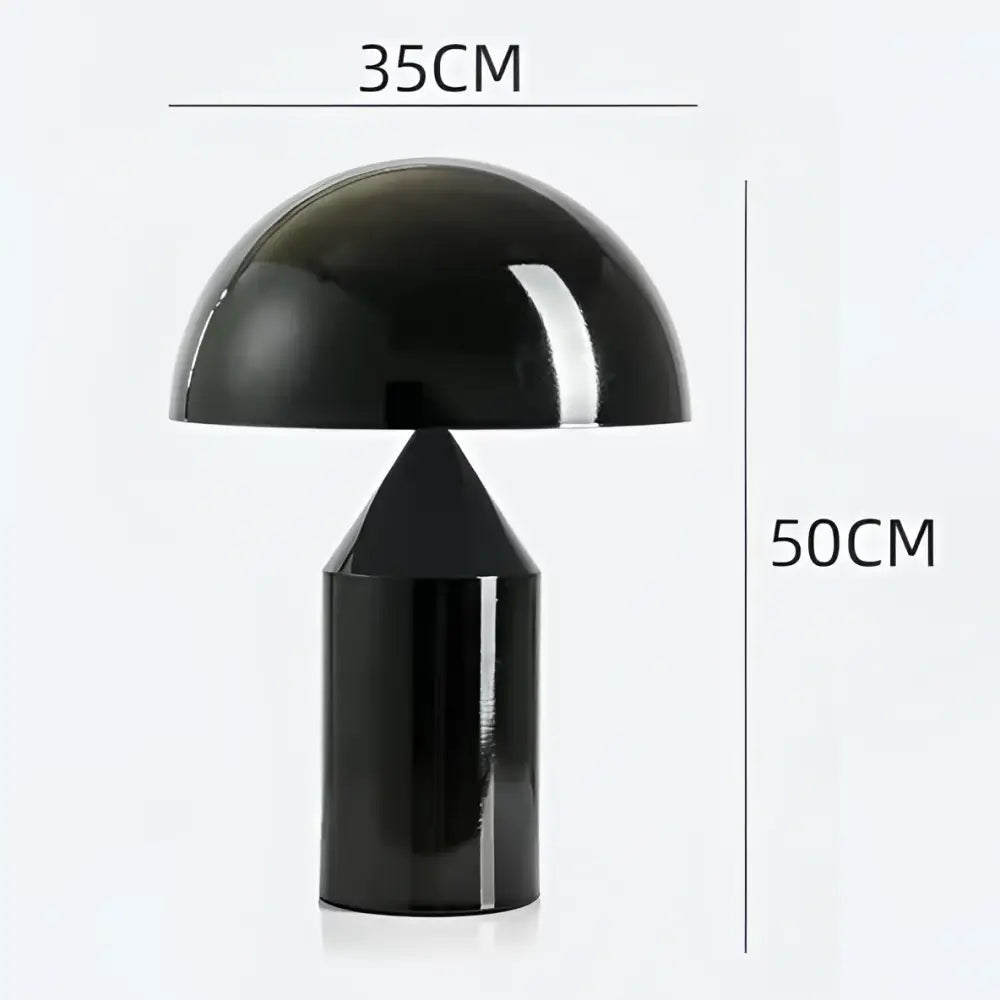 Black glossy designer mushroom desk lamp with cylindrical base and pointed stem for bedroom decorbites designer mushroom