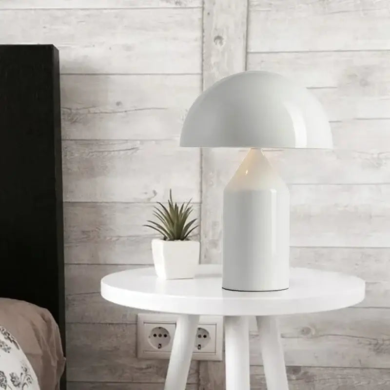 White ceramic decorbites designer mushroom desk lamp with glossy finish for bedroom pencil light use