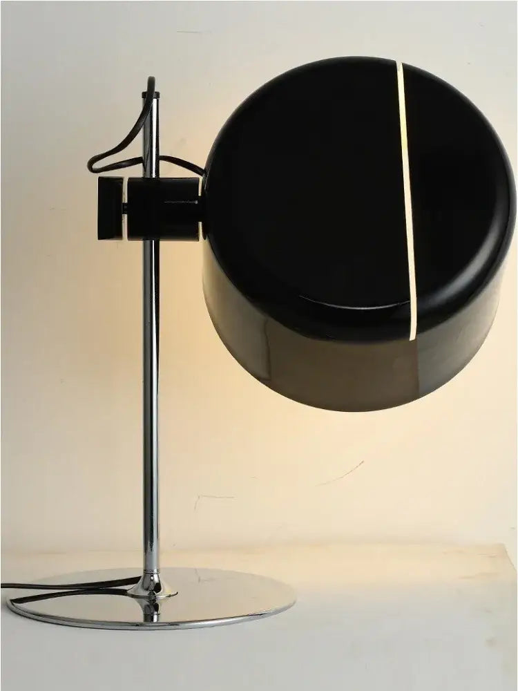 Black circular desk lamp with chrome stand and white stripe from decorbites designer nordic coupe table lamp series