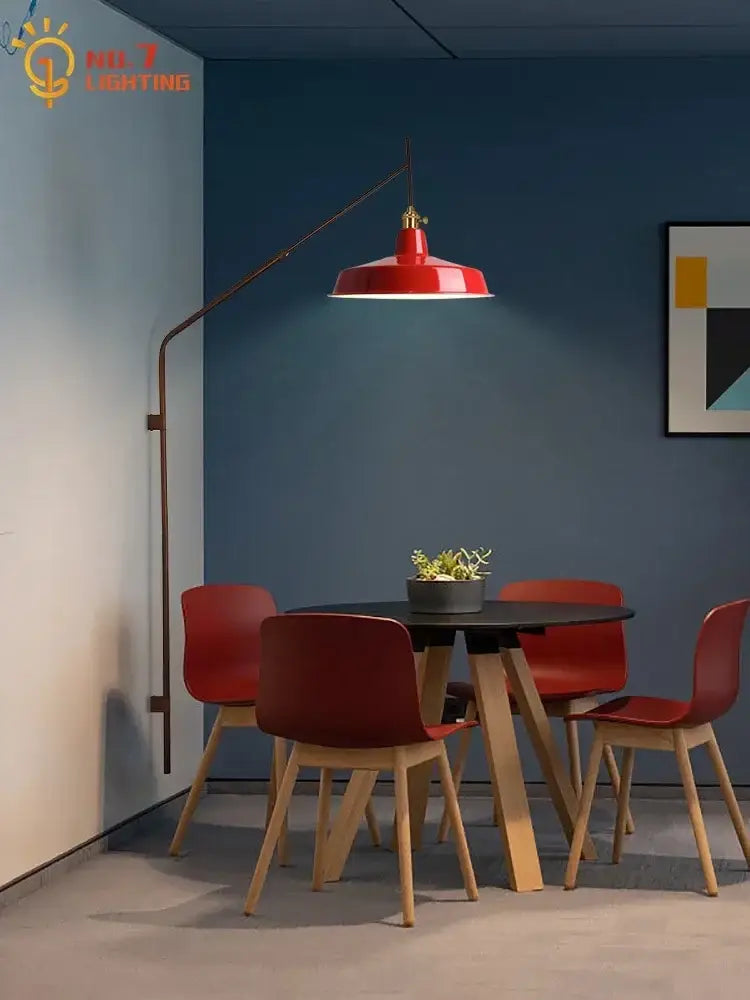 Designer red wall lamp with brass-finished gold black swing arm for bedroom reading light decorbites gold black style