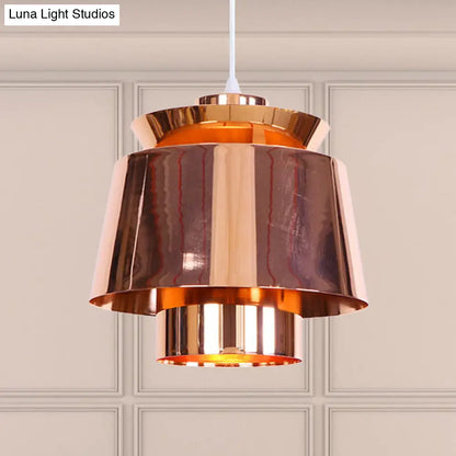 Designer Rose Gold Mirror Pendant Light with Tapered Shade - Modern & Stylish Metal Ceiling Pendant