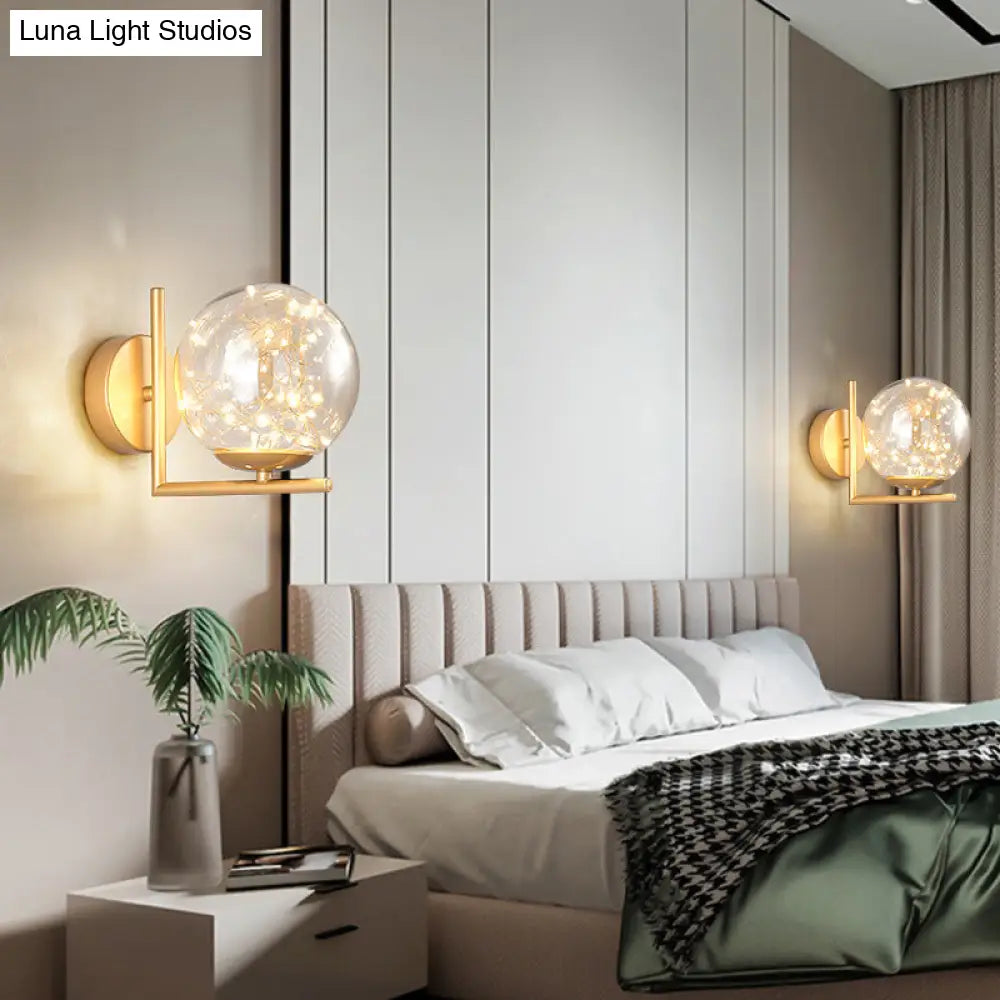 DecorBites™ Designer Style Glass LED Wall Sconce - Mini Globe Light Fixture for Bedroom