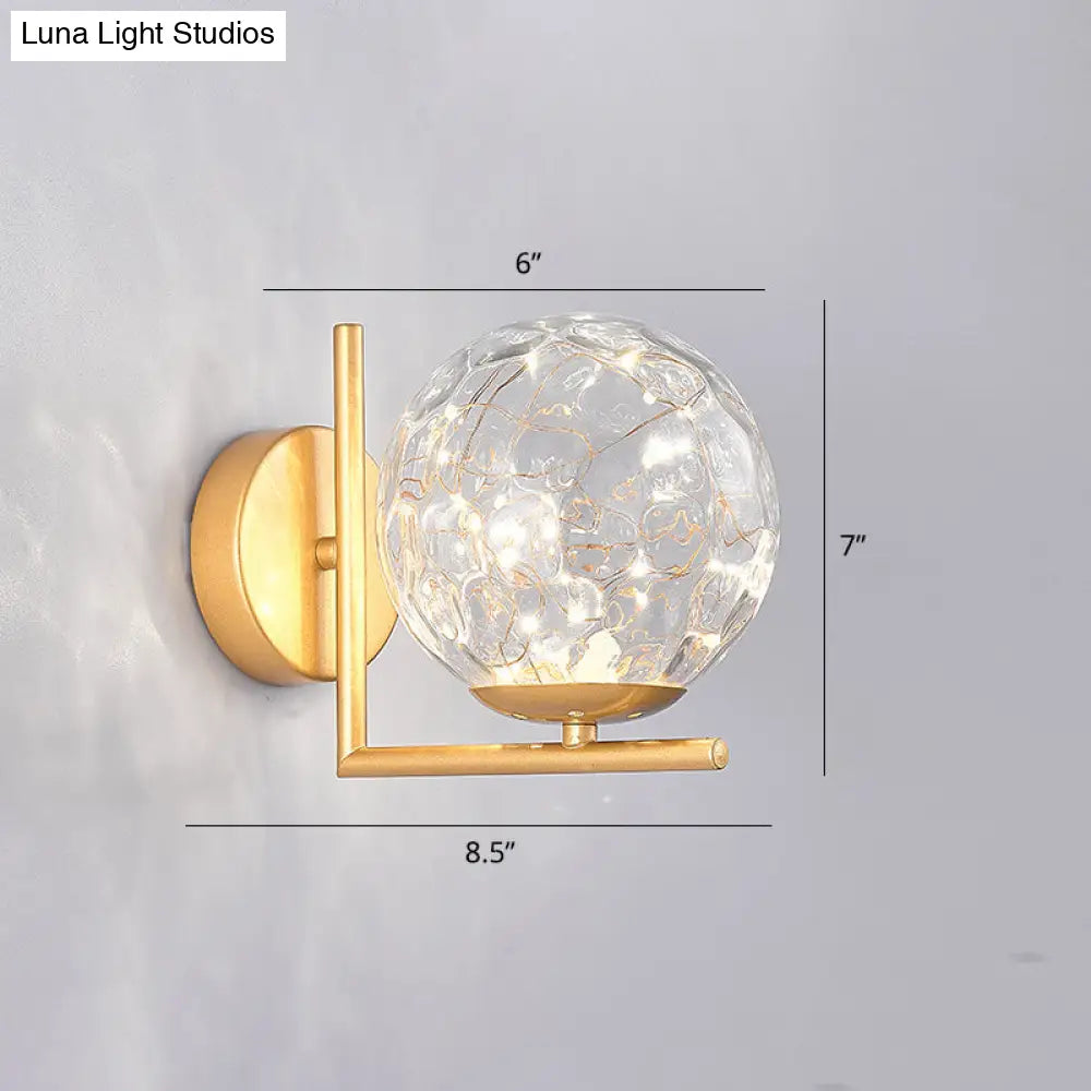DecorBites™ Designer Style Glass LED Wall Sconce - Mini Globe Light Fixture for Bedroom