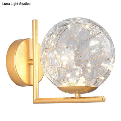 DecorBites™ Designer Style Glass LED Wall Sconce - Mini Globe Light Fixture for Bedroom