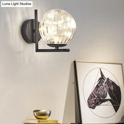 DecorBites™ Designer Style Glass LED Wall Sconce - Mini Globe Light Fixture for Bedroom
