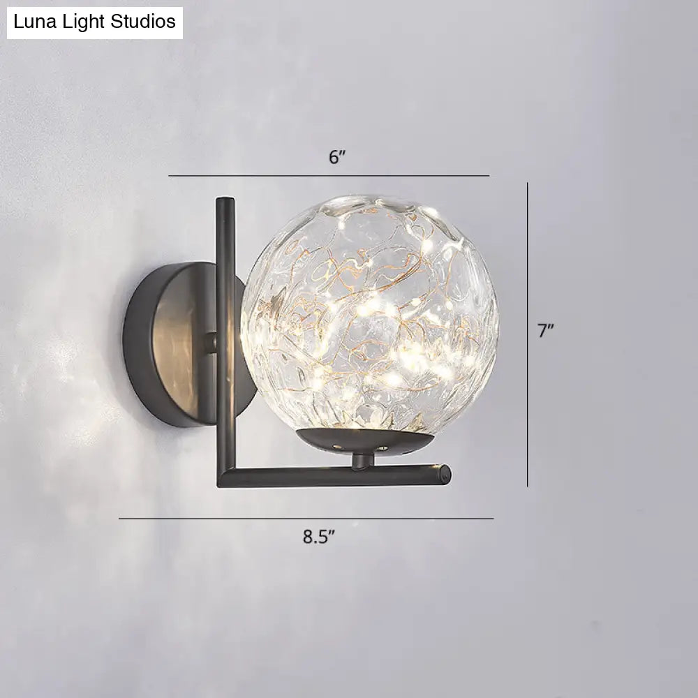 DecorBites™ Designer Style Glass LED Wall Sconce - Mini Globe Light Fixture for Bedroom