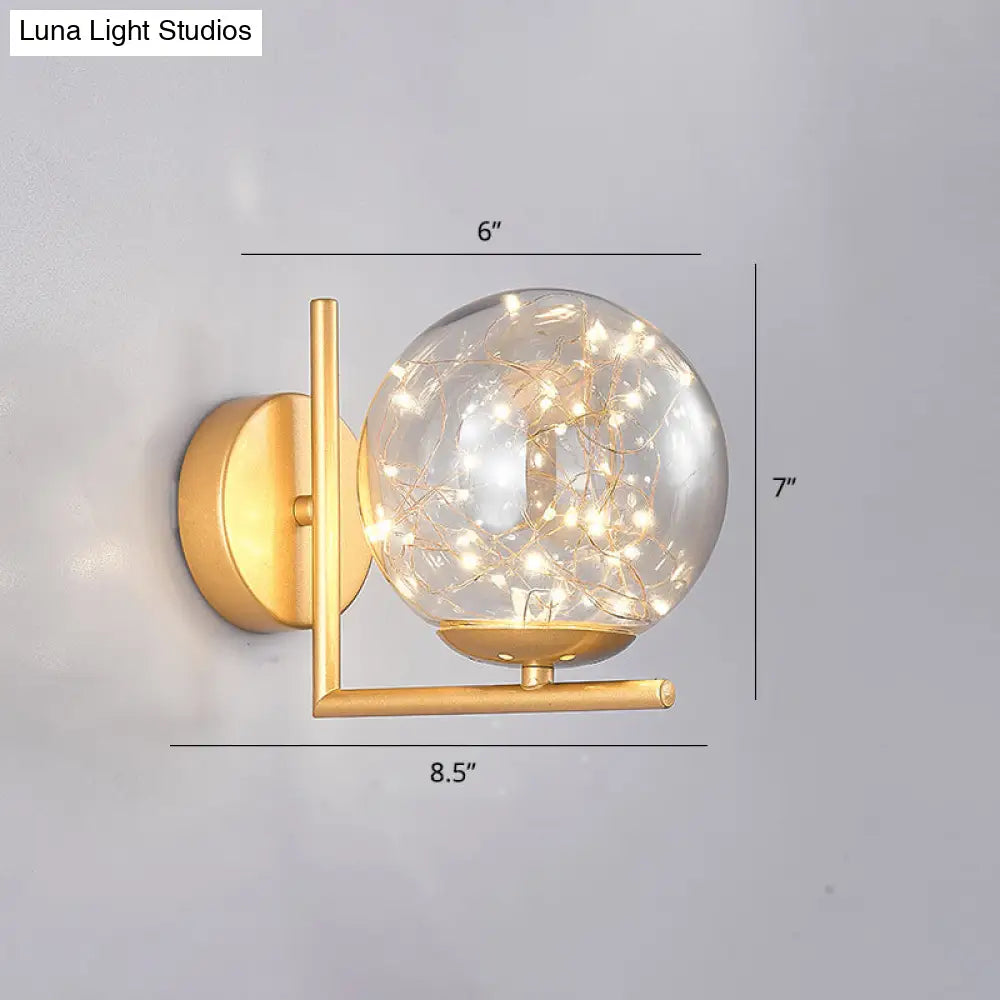 DecorBites™ Designer Style Glass LED Wall Sconce - Mini Globe Light Fixture for Bedroom