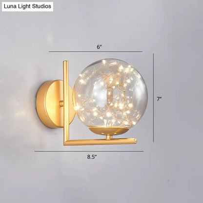 DecorBites™ Designer Style Glass LED Wall Sconce - Mini Globe Light Fixture for Bedroom