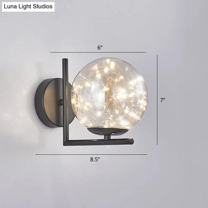 DecorBites™ Designer Style Glass LED Wall Sconce - Mini Globe Light Fixture for Bedroom