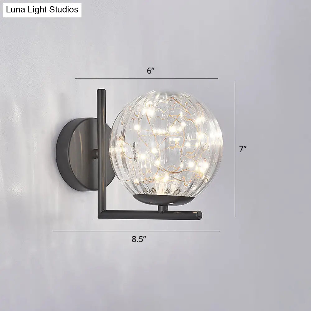DecorBites™ Designer Style Glass LED Wall Sconce - Mini Globe Light Fixture for Bedroom