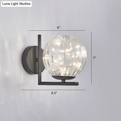 DecorBites™ Designer Style Glass LED Wall Sconce - Mini Globe Light Fixture for Bedroom