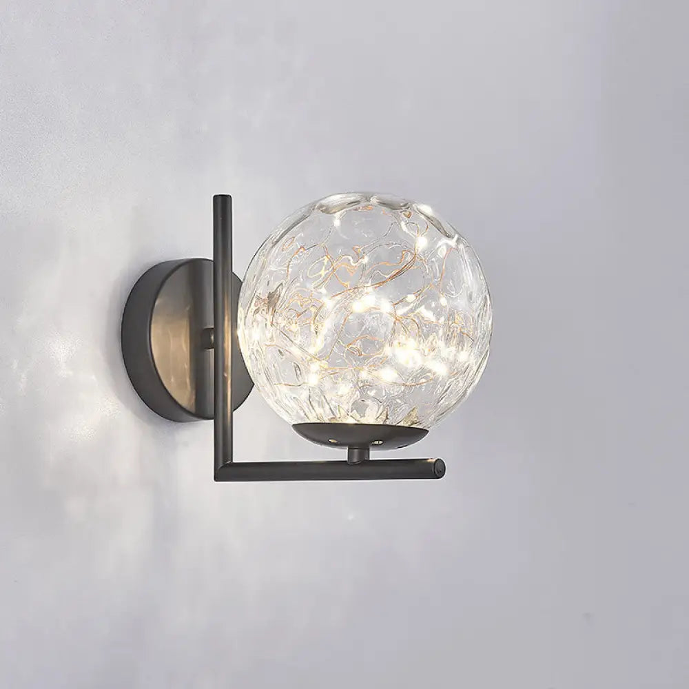 DecorBites™ Designer Style Glass LED Wall Sconce - Mini Globe Light Fixture for Bedroom
