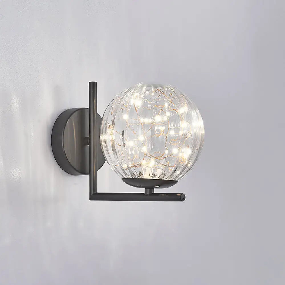DecorBites™ Designer Style Glass LED Wall Sconce - Mini Globe Light Fixture for Bedroom