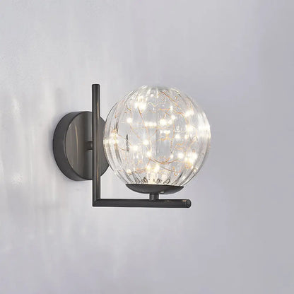 DecorBites™ Designer Style Glass LED Wall Sconce - Mini Globe Light Fixture for Bedroom