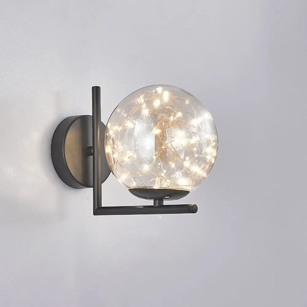DecorBites™ Designer Style Glass LED Wall Sconce - Mini Globe Light Fixture for Bedroom