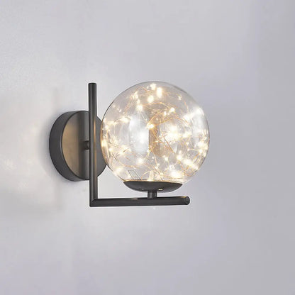 DecorBites™ Designer Style Glass LED Wall Sconce - Mini Globe Light Fixture for Bedroom