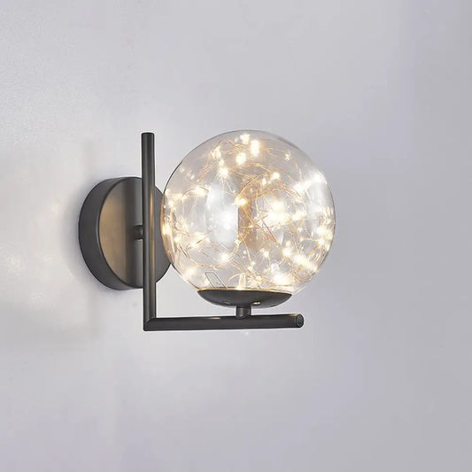 DecorBites™ Designer Style Glass LED Wall Sconce - Mini Globe Light Fixture for Bedroom