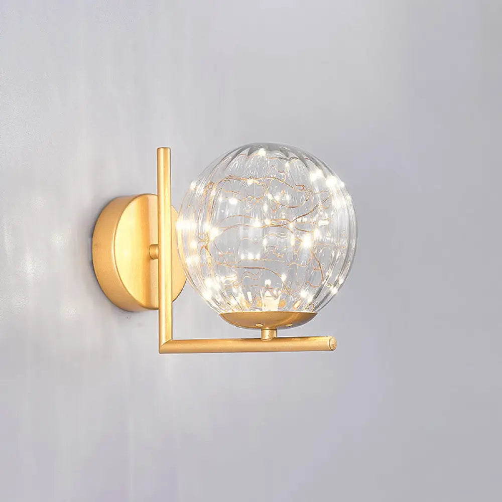 DecorBites™ Designer Style Glass LED Wall Sconce - Mini Globe Light Fixture for Bedroom