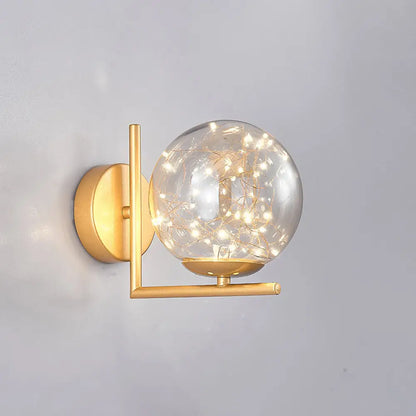DecorBites™ Designer Style Glass LED Wall Sconce - Mini Globe Light Fixture for Bedroom