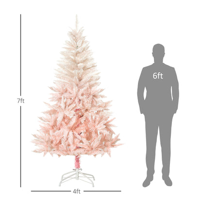 HOMCOM 7ft Unlit Spruce Artificial Christmas Tree With Realistic Branches And 1000 Tips, Pink
