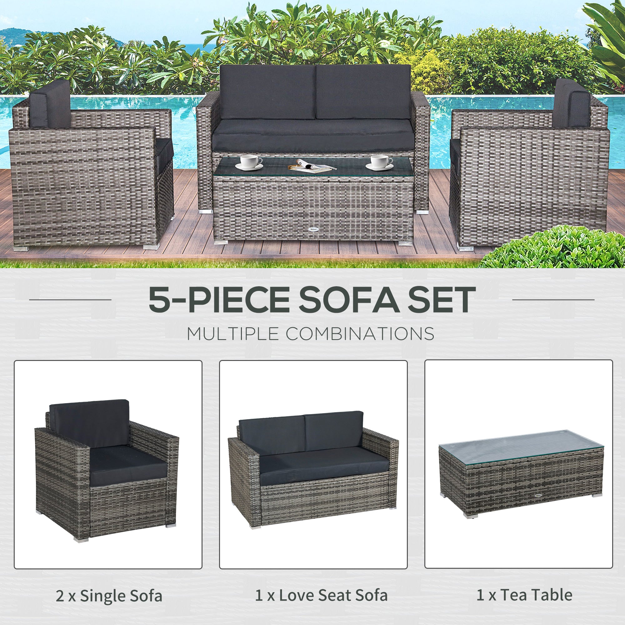 Cushioned Outdoor Sofa Set