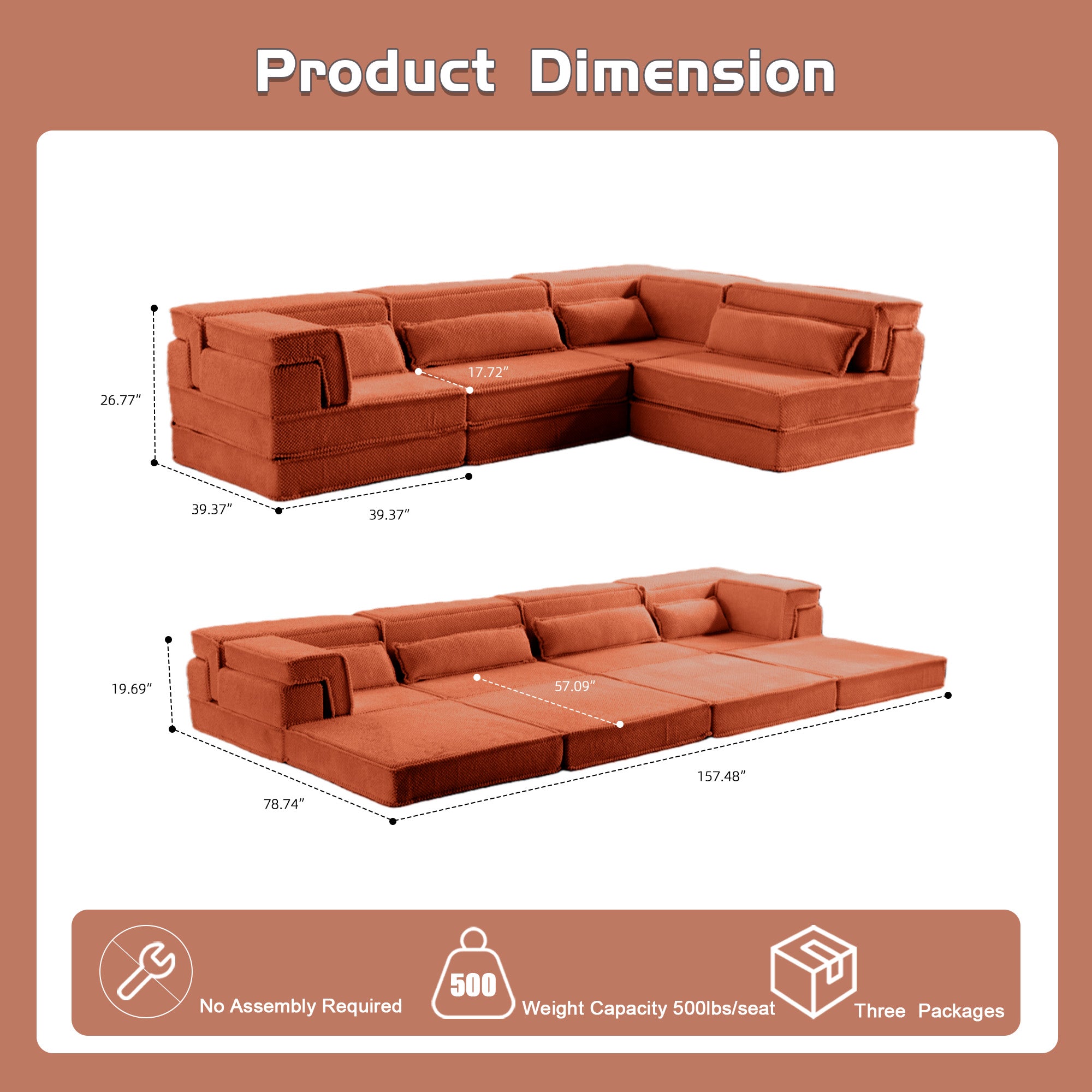 Orange Modular Floor Sofa