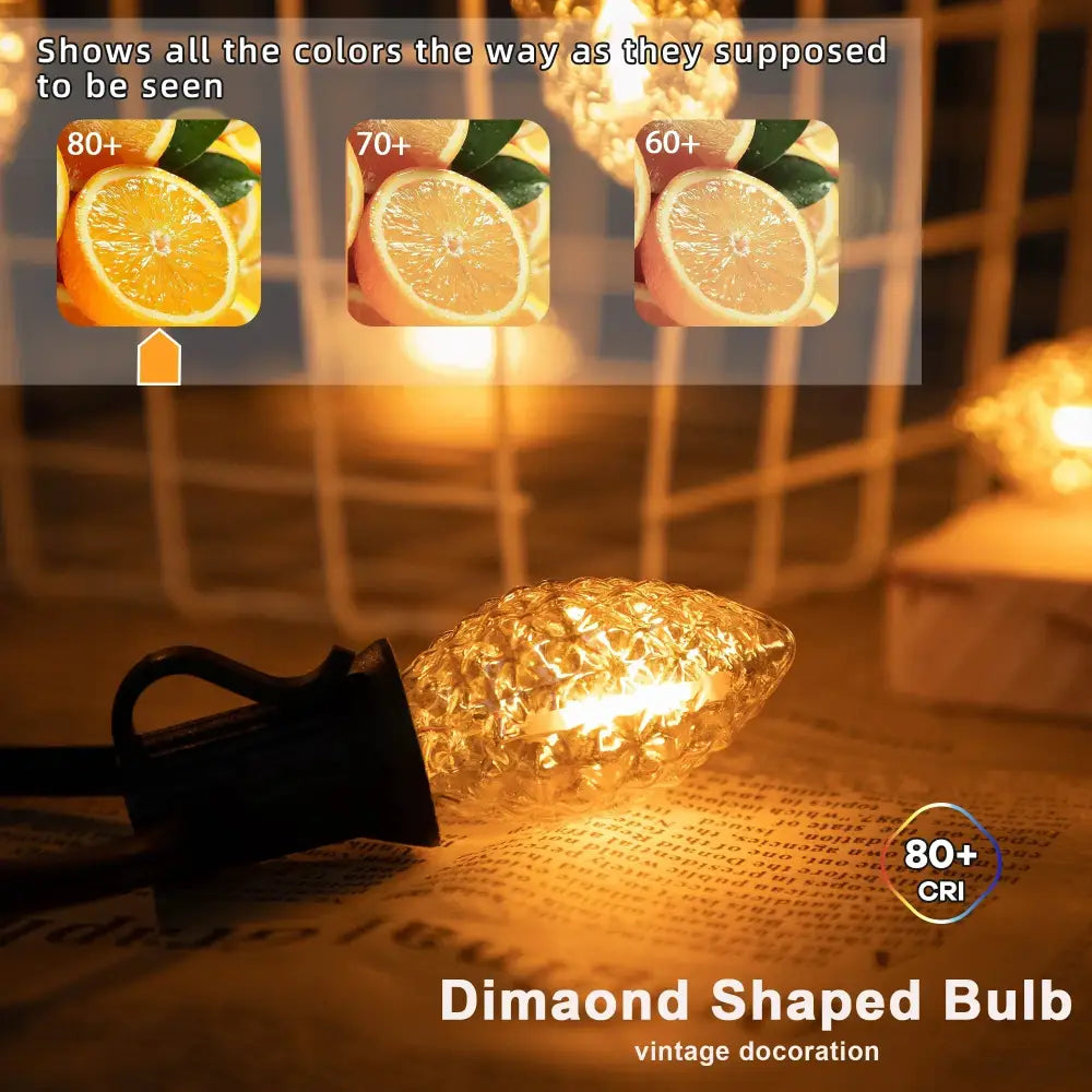 Golden faceted glass diamond chandelier led bulb with warm amber glow for dining room 7w led light bulbs